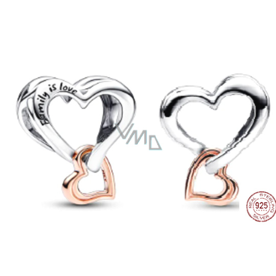 Charm Sterlingové stříbro 925 Děrované srdce s nekonečnem 2v1, korálek na náramek rodina Charm Sterlingové stříbro 925 Děrované srdce s nekonečnem 2v1, korálek na náramek rodina