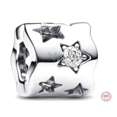 Charm Sterlingové stříbro 925 Třpytivá hvězda s výřezy, klipový korálek na náramek