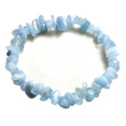 Akvamarín náramek elastický sekaný přírodní kámen 19 cm, symbol spravedlnosti