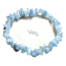 Akvamarín náramek elastický sekaný přírodní kámen 19 cm, symbol spravedlnosti