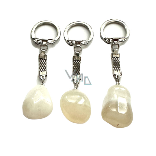 Achát bílý Troml přívěsek klíčenka přírodní kámen, cca 10 cm, 1 kus