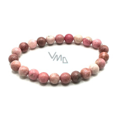 Rodonit náramek elastický přírodní kámen, kulička 8 mm / 16 - 17 cm, AA kvalita, kámen odpuštění