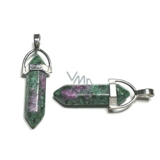 Anyolit / Rubín v Zoisitu kyvadlo šestihran přívěsek přírodní kámen 41 x 13 mm, ulevuje v období smutku