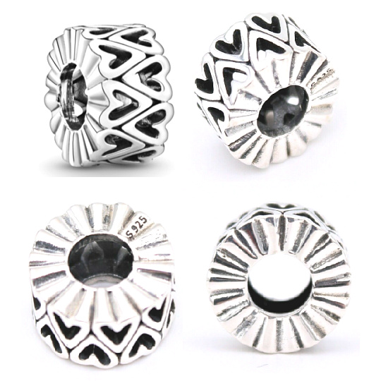 Charm Děrovaná srdce nepravidelného tvaru, stopper, klipový korálek na náramek láska