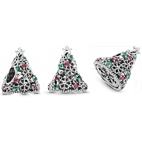 Charm Třpytivý vánoční stromeček, korálek na náramek vánoce