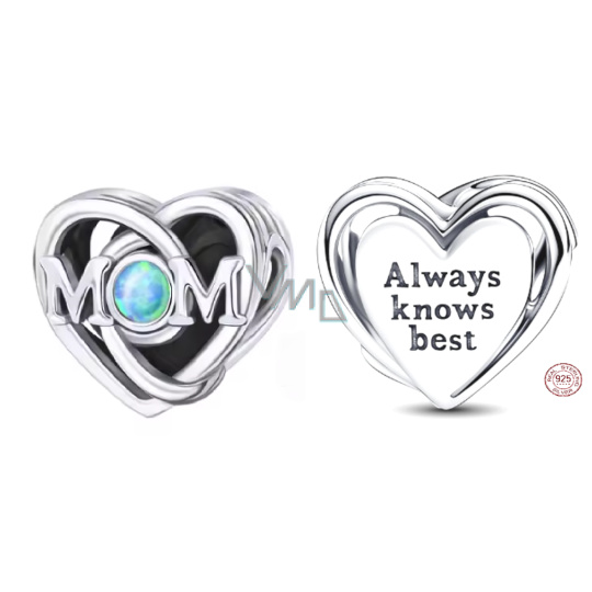 Charm Sterlingové stříbro 925 Prolamované kouzlo pro maminku a srdce, korálek na náramek rodina Charm Sterlingové stříbro 925 Prolamované kouzlo pro maminku a srdce, korálek na náramek rodina
