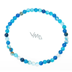 Achát modrý páskovaný náramek elastický přírodní kámen, kulička 4 mm / 19 cm, klid - ochrana - síla - harmonie