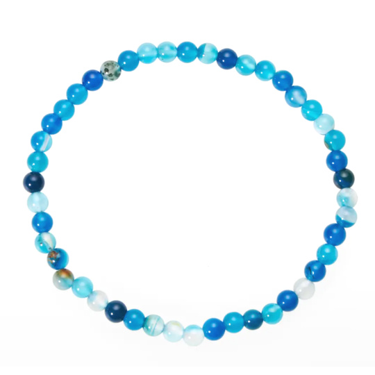 Niebieski agat z paskiem elastycznym naturalny kamień, kulka 4 mm / 19 cm Niebieski agat z paskiem elastycznym naturalny kamień, kulka 4 mm / 19 cm