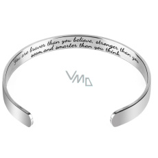 Nerezová ocel náramek pozlacený s oboustranným gravírováním Jsi statečnější než si myslíš.., otevřená manžeta, 2,5 mm Nerezová ocel náramek pozlacený s oboustranným gravírováním Jsi statečnější než si myslíš.., otevřená manžeta, 2,5 mm