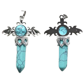 Tyrkenit kříž ze slitiny a kamene 5,3 x 3,7 x 12 mm, kámen mladých lidí, hledá životní cíl