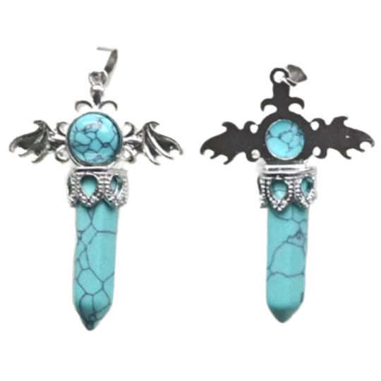 Tyrkenit kříž ze slitiny a kamene 5,3 x 3,7 x 12 mm, kámen mladých lidí, hledá životní cíl