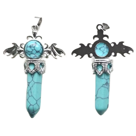 Tyrkenit kříž ze slitiny a kamene 5,3 x 3,7 x 12 mm, kámen mladých lidí, hledá životní cíl