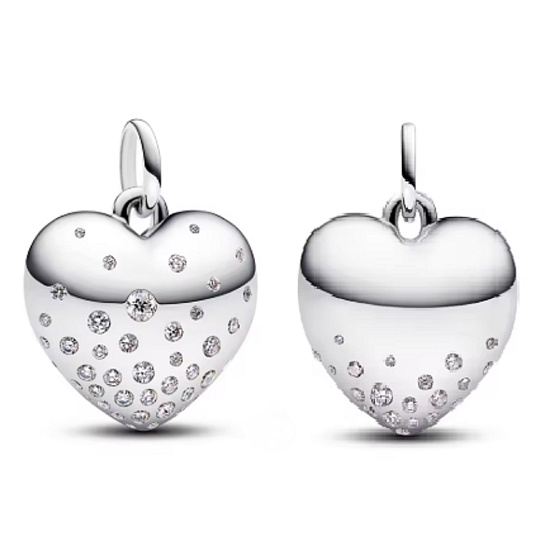 Stříbrný charm srdce se zirkony – přívěsek na náramek 925