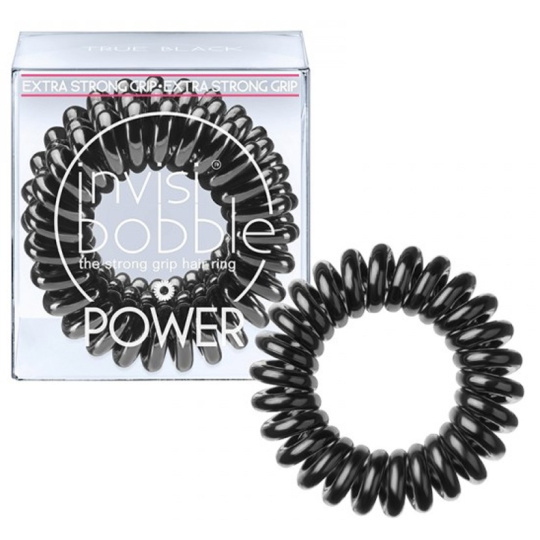 Invisibobble Power True Black Gumička do vlasů černá spirálová 3 kusy