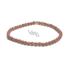 Goldstone zlatý fazet náramek elastický, kulička 4 mm / 16 - 17 cm, kámen ambicí