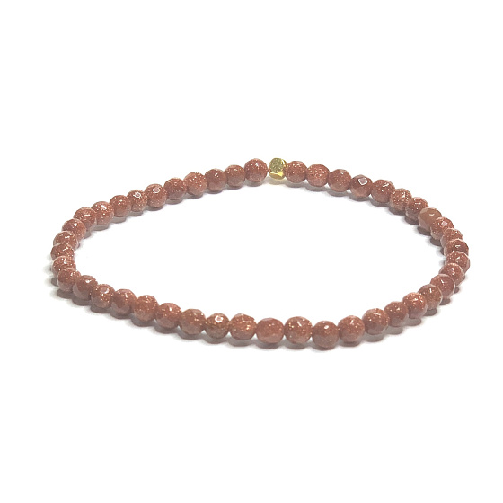 Goldstone zlatý fazet náramek elastický, kulička 4 mm / 16 - 17 cm, kámen ambicí