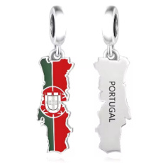 Charm Portugalsko vlajka - houpající se mapa, přívěsek na náramek cestování