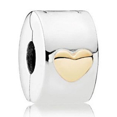 Charm Srdce pozlacené, stopper, klipový korálek na náramek láska Charm Srdce pozlacené, stopper, klipový korálek na náramek láska