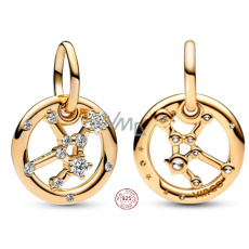 Charm Sterlingové stříbro 925 Pozlacené znamení zvěrokruhu Panna, přívěsek na náramek Charm Sterlingové stříbro 925 Pozlacené znamení zvěrokruhu Panna, přívěsek na náramek