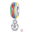 Charm Sterlingové stříbro 925 Euro 2024 Fotbal barevný, korálek na náramek sport