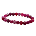 Achát růžový krajkový fazet náramek elastický přírodní kámen, kulička 8 mm / 16 - 17 cm, klid - ochrana - síla - harmonie
