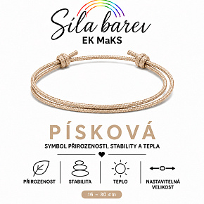 Šňůrkový náramek Síla barev – Písková | Symbol přirozenosti, stability a tepla | nastavitelný 16 - 30 cm Šňůrkový náramek Síla barev – Písková | Symbol přirozenosti, stability a tepla | nastavitelný 16 - 30 cm