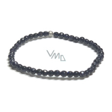 Goldstone modrý Avanturin fazet náramek elastický, kulička 4 mm / 16 - 17 cm, kámen ambicí