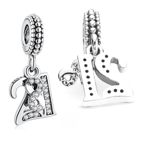 Charm 21 let lásky, 2v1 přívěsek na náramek výročí