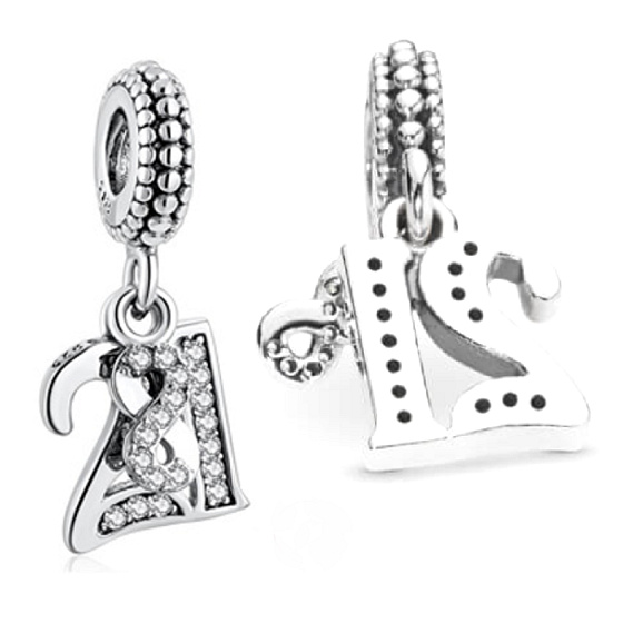 Charm 21 let lásky, 2v1 přívěsek na náramek výročí