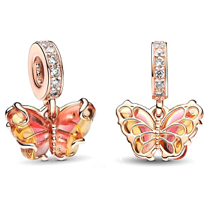 Charm Svoboda jako motýl z muranského skla, přívěsek na náramek zvíře