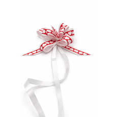 Kokarda – stahovací ozdobná stuha s bílými srdíčky 50 cm