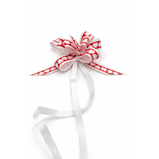 Kokarda – stahovací ozdobná stuha s bílými srdíčky 50 cm