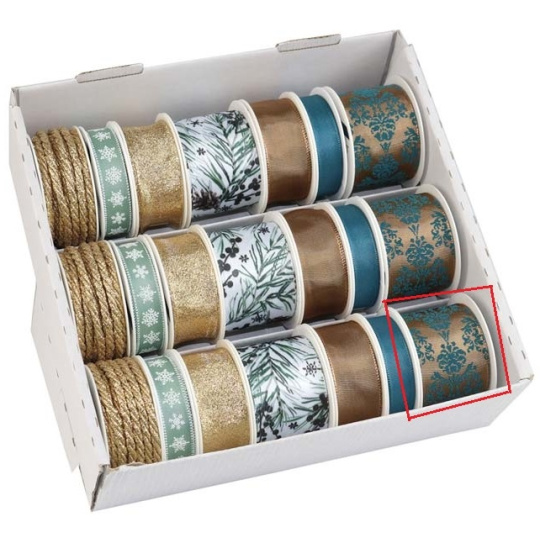 Ditipo Stuha Winter hnědá s modrozelenými ornamenty 2 m x 40 mm