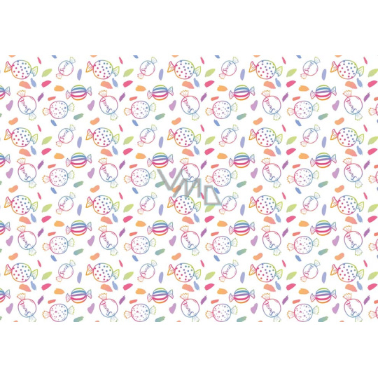 Ditipo Dárkový balicí papír 70 x 100 cm Bílý s bonbony 2 archy