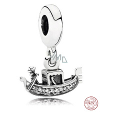 Charm Sterlingové stříbro 925 Benátky Gondola, přívěsek na náramek cestování Charm Sterlingové stříbro 925 Benátky Gondola, přívěsek na náramek cestování