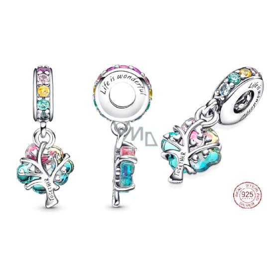 Charm Sterlingové stříbro 925 Strom sounáležitosti z Murano skla, přívěsek na náramek příroda Charm Sterlingové stříbro 925 Strom sounáležitosti z Murano skla, přívěsek na náramek příroda