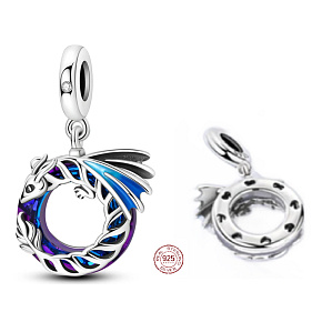 Charm Drak modrý, korálek na náramek zvíře