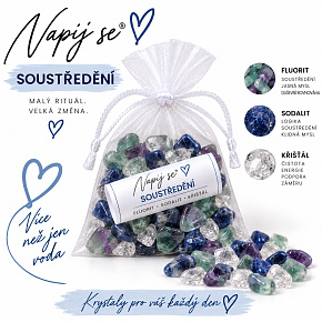 Napij se® soustředění – výměnná minerální náplň | Fluorit, Sodalit, Křišťál, 200 g