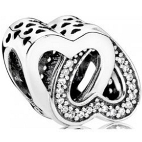 Charm Propletená srdce, korálek na náramek láska