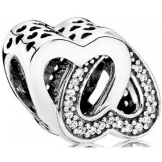 Propletená srdce, stříbrný 925 korálek na náramek