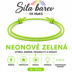 Šňůrkový náramek Síla barev – Neonově zelená | Symbol energie, originality a odvahy | nastavitelný 16 - 30 cm Šňůrkový náramek Síla barev – Neonově zelená | Symbol energie, originality a odvahy | nastavitelný 16 - 30 cm