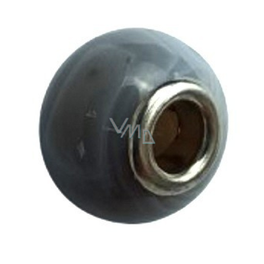 Achát šedý přívěsek kulatý přírodní kámen 14 mm, otvor 4,2 mm 1 kus