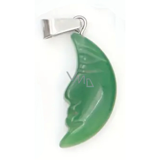 Chalcedon zelený Měsíc přívěsek přírodní kámen, ručně broušená figurka 2,2 x 10 mm, kámen lásky a radosti