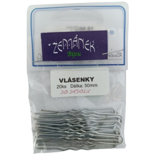 Zemánek Vlásenky do vlasů stříbrné 50 mm 20 kusů Zemánek Vlásenky do vlasů stříbrné 50 mm 20 kusů