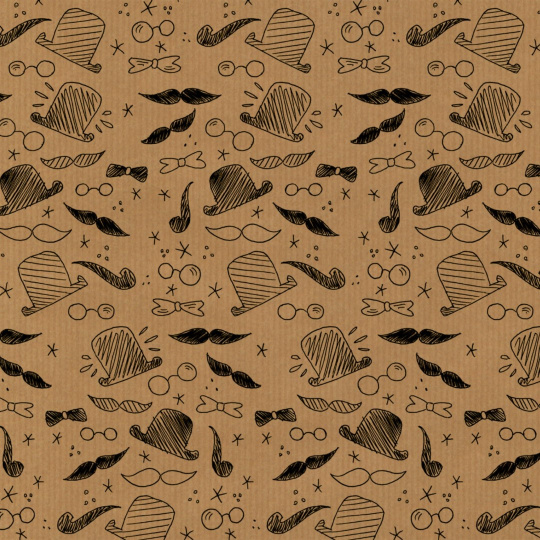 Apli Dárkový balicí papír 70 x 200 cm Kraft Fun přírodní černý knír, motýlek