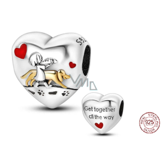 Charm Sterlingové stříbro 925 Pes a já - spojte se po celou cestu, korálek na náramek mazlíček