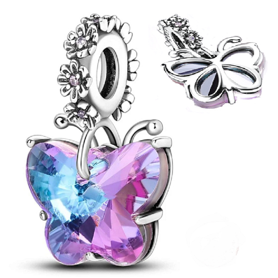 Charm Kouzelný motýl ze skla Murano, přívěsek na náramek symbol