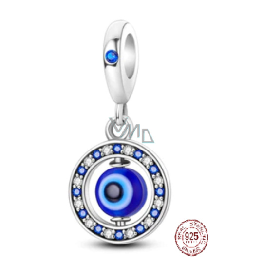 Charm Sterlingové stříbro 925 Modré oko ochrany, přívěsek na náramek symbol