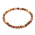 Tygří oko náramek elastický přírodní kámen, kulička 4 mm / 15 cm, pro děti, kámen slunce a země, přináší štěstí a bohatství
