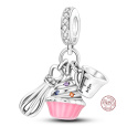 Charm Sterlingové stříbro 925 Pro milovníky pečení, 3v1 přívěsek na náramek jídlo